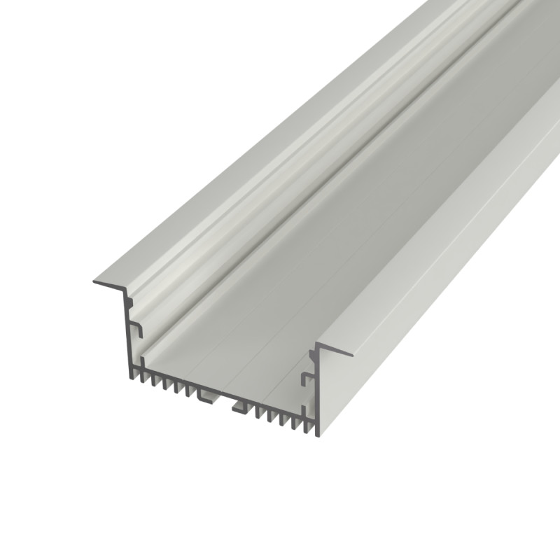 Süllyesztett alumínium LED szalag profil 49x25mm MAXI R22S fehér eloxált, búra nélkül - HUGOLED