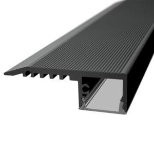 Lépcső világításhoz Alumínium LED szalag profil fekete eloxált fekete fedővel