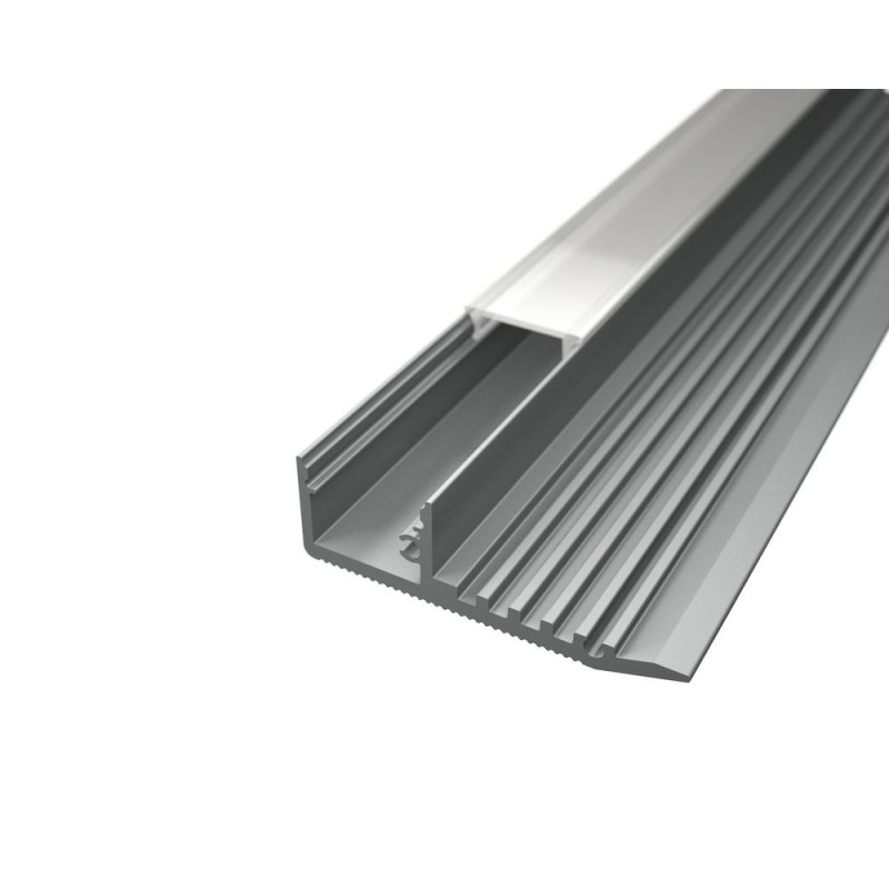 Lépcső világításhoz Alumínium LED szalag profil ezüst eloxált fedő nélkül