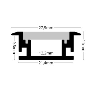 Burkolati F4 LED szalag profil ezüst eloxált opál lépésálló fedővel (21.4x9.6mm)