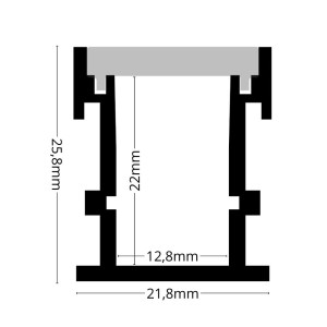 Burkolati F5 LED szalag profil ezüst eloxált opál lépésálló fedővel (21.8x25.8mm)