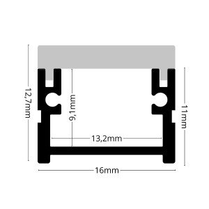 Burkolati F6 LED szalag profil ezüst eloxált opál lépésálló fedővel (16x12.7mm)