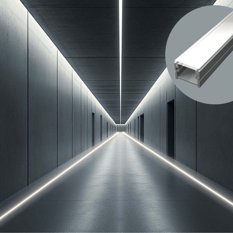 Burkolati F6 LED szalag profil ezüst eloxált opál lépésálló fedővel (16x12.7mm)