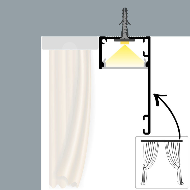 Karnis takaró LED profil bronz eloxált alumínium búra nélkül DL408BR - HUGOLED