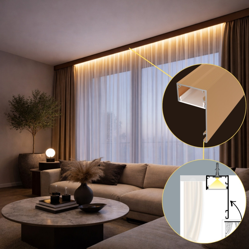 Karnis takaró LED profil bronz eloxált alumínium búra nélkül DL408BR - HUGOLED