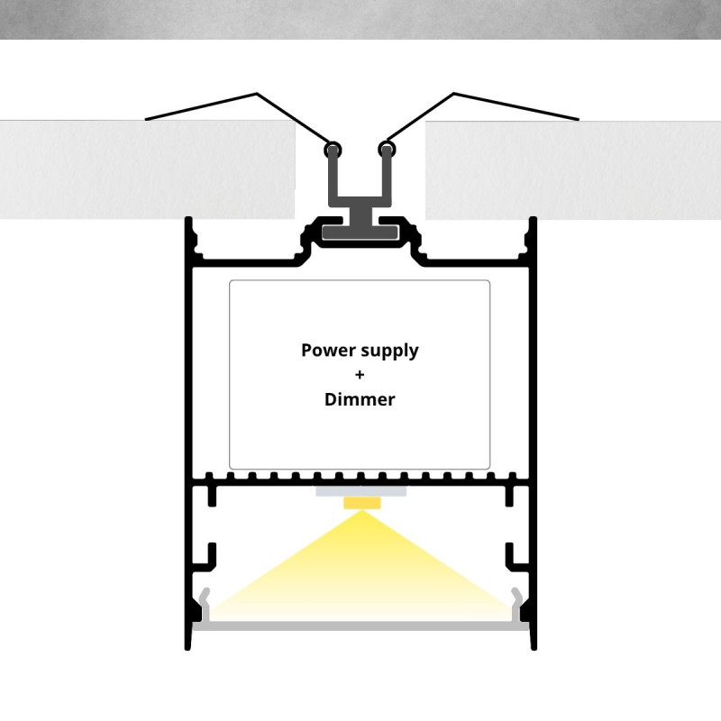 Függeszthető SP1 lámpa LED szalag profil alsó-felső (indirekt) világítással 49x60mm eloxált ezüst