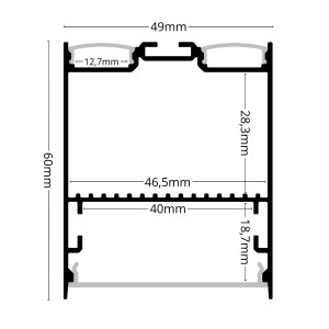 Függeszthető SP1 lámpa LED szalag profil alsó-felső (indirekt) világítással 49x60mm eloxált ezüst
