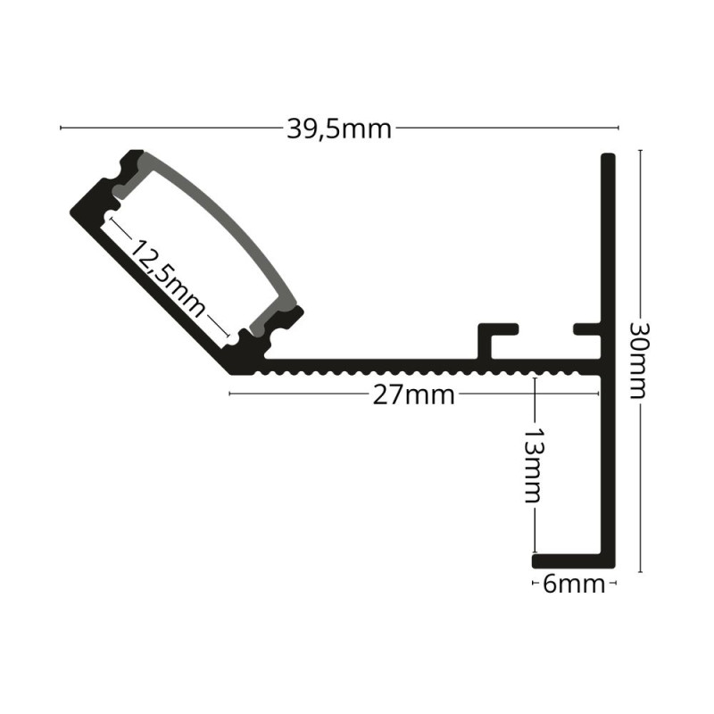 Gipszkarton CEW1 LED szalag profil rejtett világításhoz opál fedővel