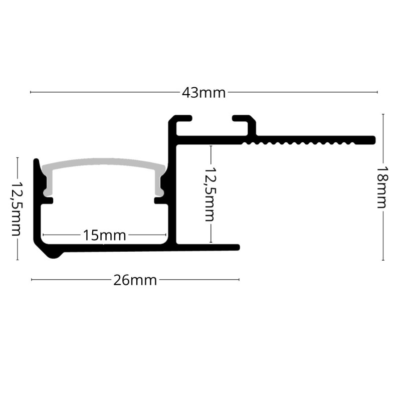 Gipszkarton LED szalag profil mennyezeti rejtett világításhoz alumínium eloxált fehér