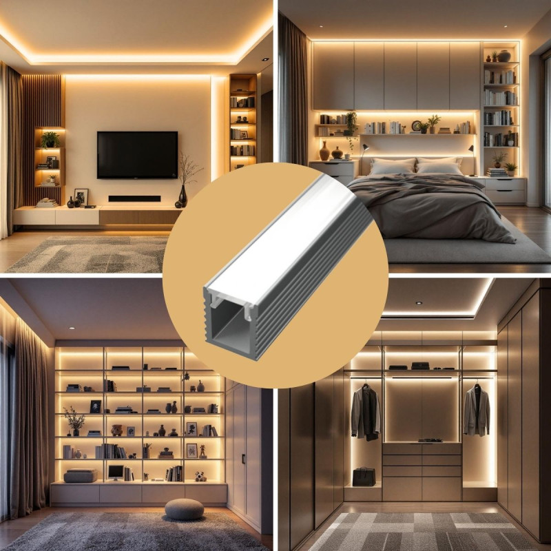 U alakú Mini LED szalag profil 7,8x9mm eloxált fekete