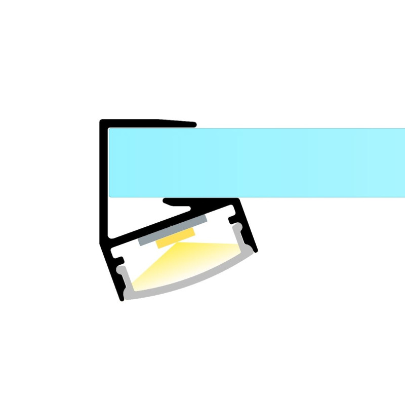 Alumínium LED szalag profil 8mm üvegpolc világításhoz eloxált fekete