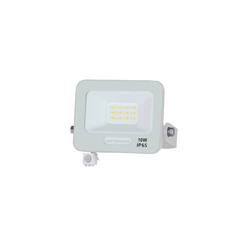 LED SMD FLOODLIGHT WHITE 10W 90lm/W AC180-265V 120° IP65 4000K + SENSOR - 15cm CABLE