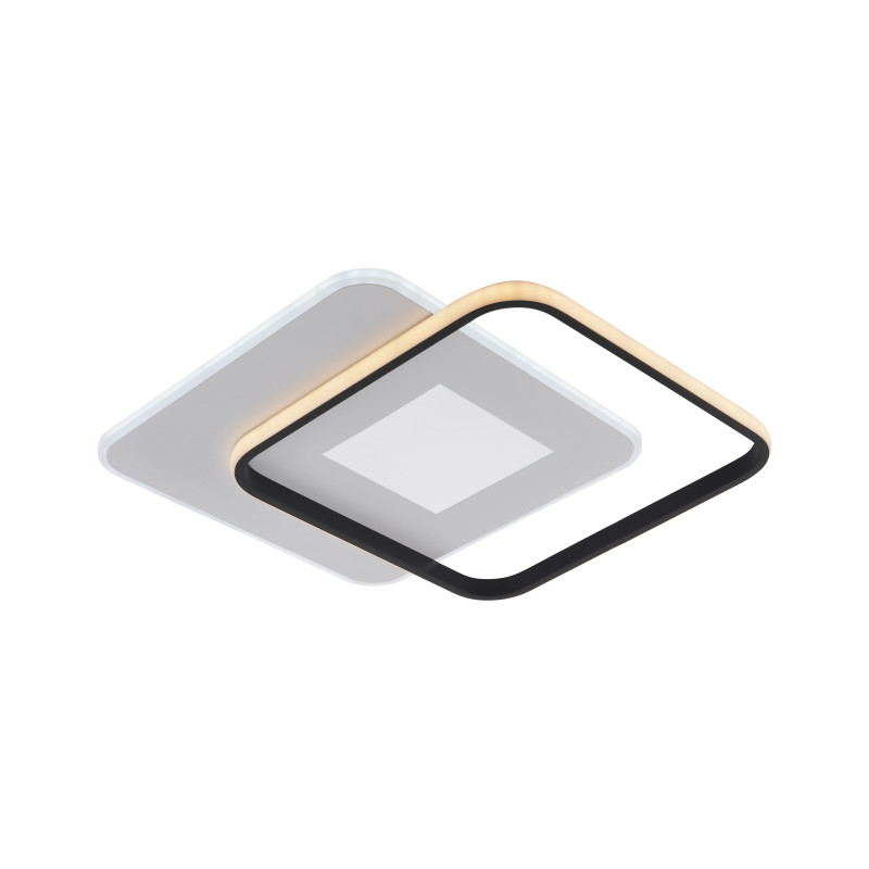 Mennyezeti LED lámpa dupla négyzet formával 60W 4800LM Fehér és Fekete CCT 3000K-6000K Fényerőszabályozással és távirányítóval