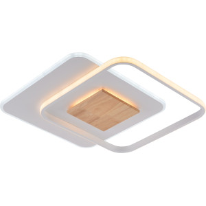 Mennyezeti négyzet LED lámpa fa betéttel 60W 5180LM CCT 3000K-6000K Fényerőszabályozással és távirányítóval