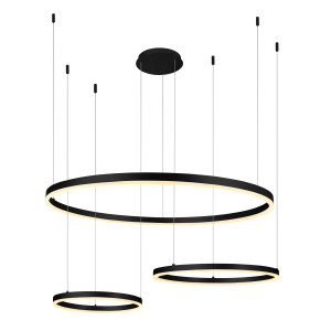 DESIGN LED lámpacsoport karikák 70W 5600LM Szálcsiszolt Fekete 3000K