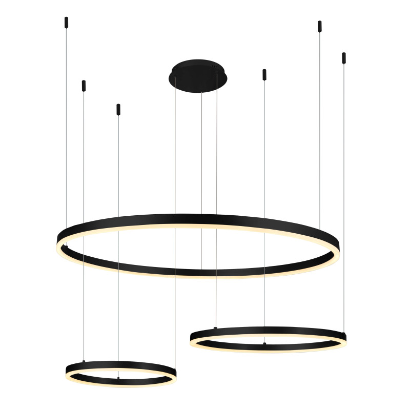 DESIGN LED lámpacsoport karikák 70W 5600LM Szálcsiszolt Fekete 3000K