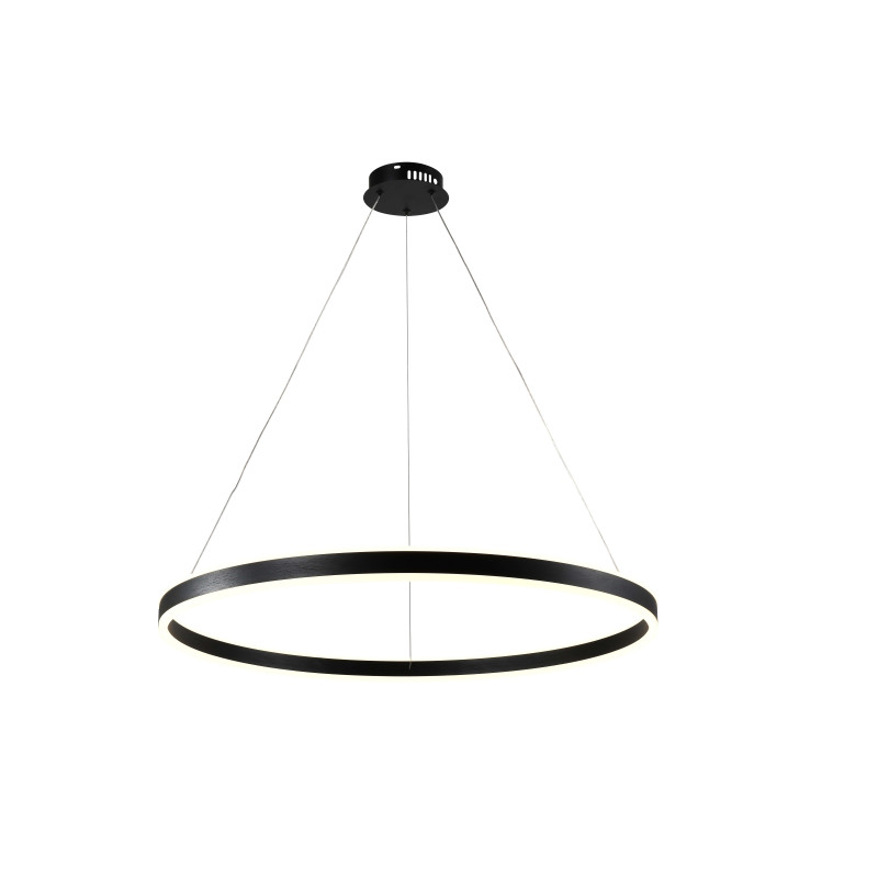 DESIGN Függesztett kör alakú lámpa Direkt-Indirekt LED világítással 60W 4800LM Szálcsiszolt fekete 3000K