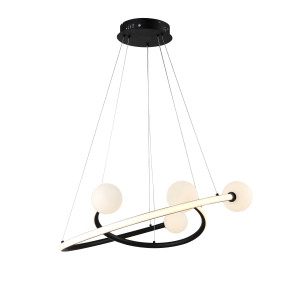 DESIGN Függesztett lámpa LED gömbökkel Szálcsiszolt fekete 36W 2880LM 3000K