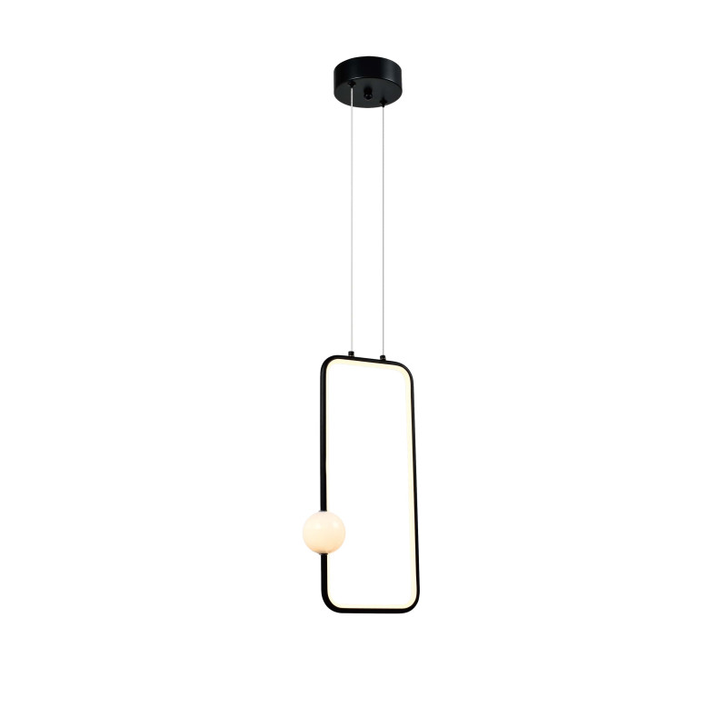 DESIGN LED lámpa függeszték négyzet és gömb Szálcsiszolt Fekete 15W 1200LM 3000K