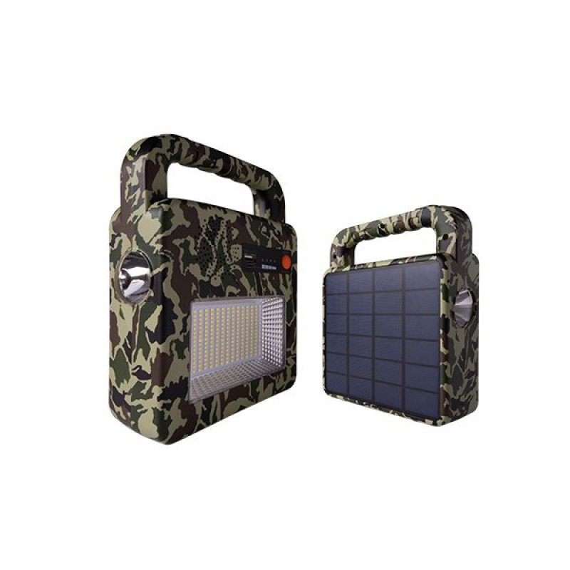SOLAR BLUETOOTH SPEAKER+LAMP 3.7V 6AH, 3W 400LM IP44 - CAMOUFLAGE