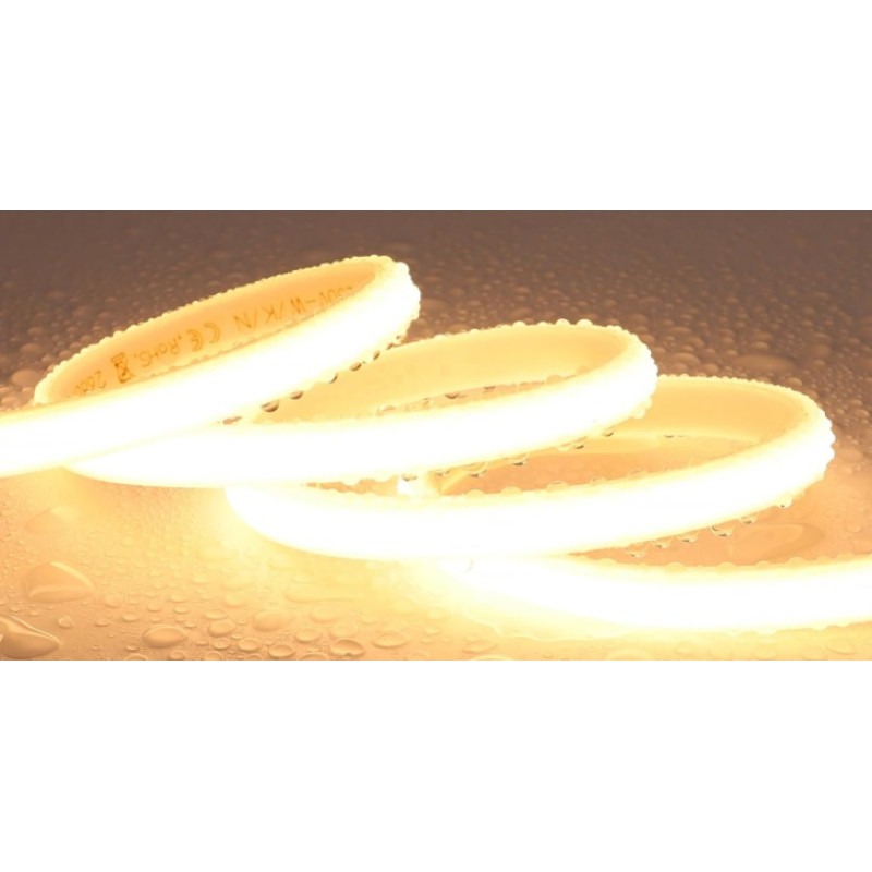 Kültéri COB LED Szalag  opál burkolattal 220VAC 10W/m 3000K Meleg Fehér 288LED/m IP65 - Optonica-4956