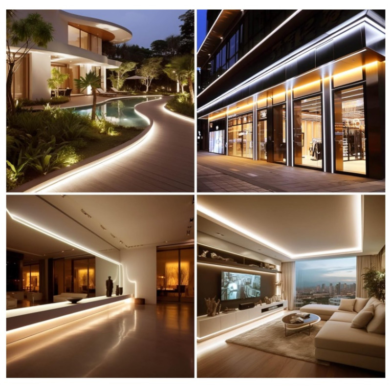 Kültéri COB LED Szalag  opál burkolattal 220VAC 10W/m 3000K Meleg Fehér 288LED/m IP65 - Optonica-4956