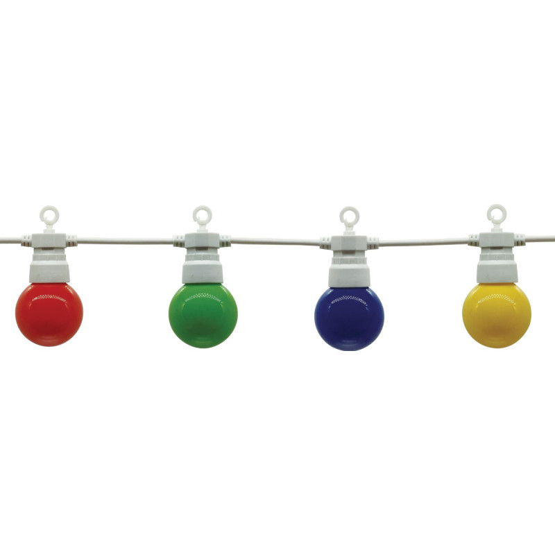 Optonica LED kültéri fényfüzér 13m fehér kábellel 20 darab színes égővel tápkábellel IP65