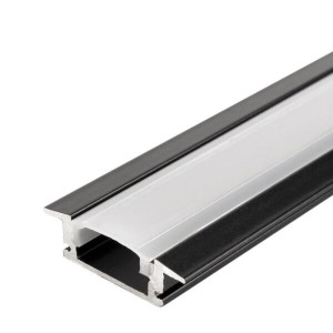 ALUMINIUM PROFILE FOR LED STRIP BLACK BODY/WHITE COVER L=2m - BUILT-IN
