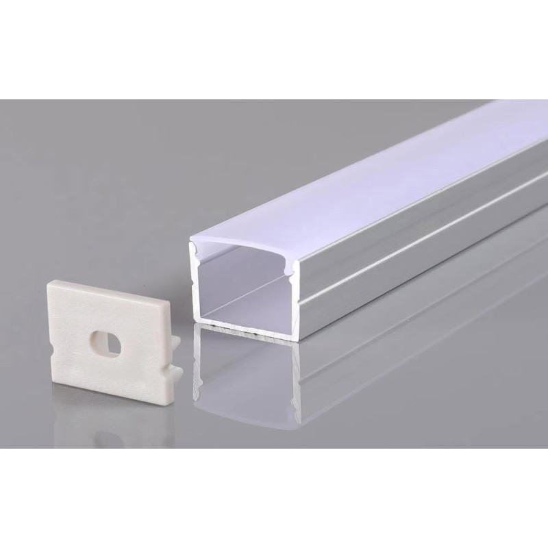 ALUMINIUM PROFILE FOR LED STRIP SILVER BODY/WHITE COVER L=2m 19x13mm
