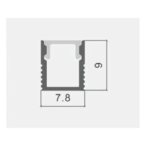 ALUMINIUM PROFILE FOR LED STRIP SILVER BODY/WHITE COVER L=2m 7.8x9mm - 5mm