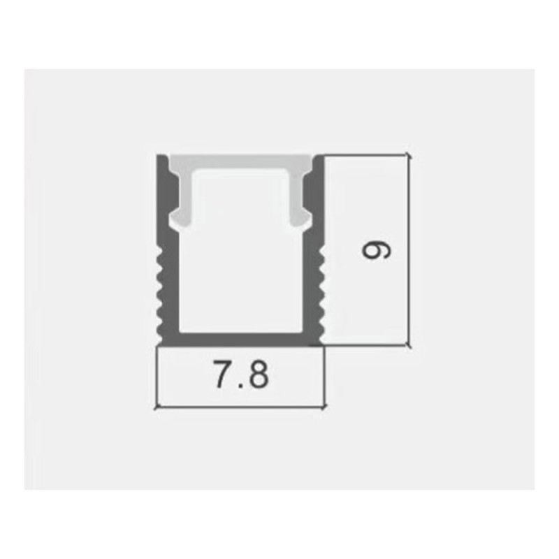 ALUMINIUM PROFILE FOR LED STRIP SILVER BODY/WHITE COVER L=2m 7.8x9mm - 5mm