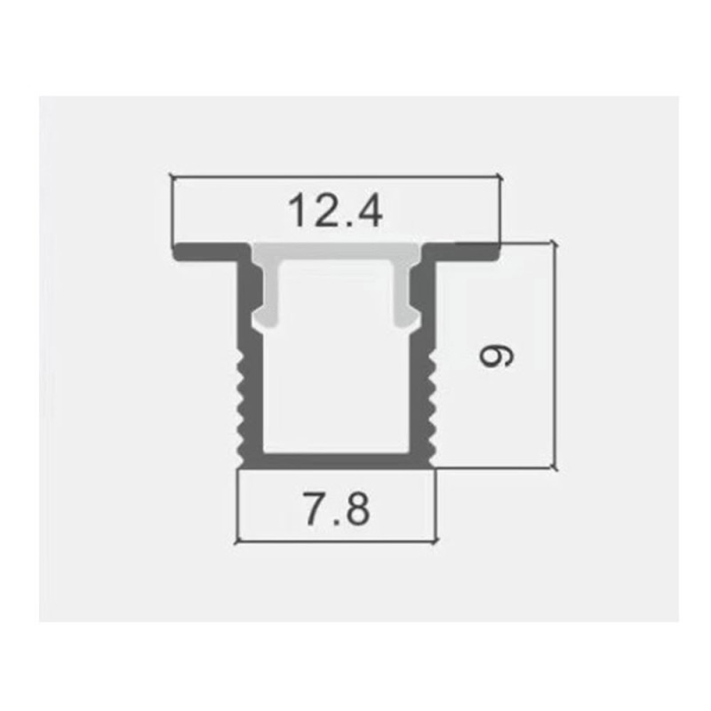 ALUMINIUM PROFILE FOR LED STRIP SILVER BODY/WHITE COVER L=2m 12.4x9mm - 5mm