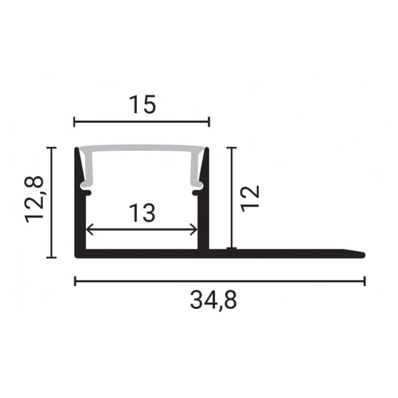 ALUMINIUM PROFILE FOR LED STRIP SILVER BODY/WHITE COVER L=2m
