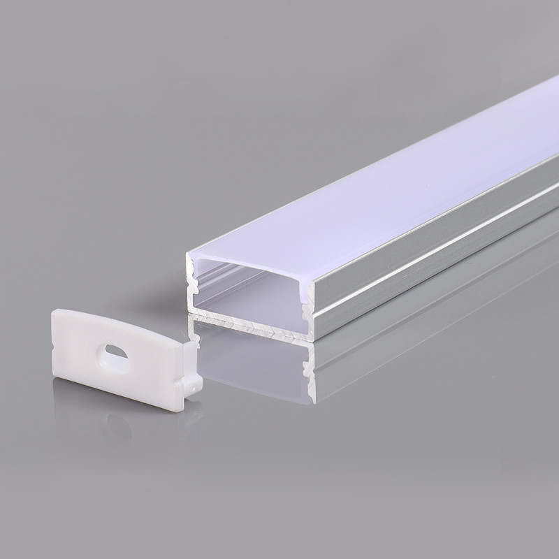ALUMINIUM PROFILE FOR LED STRIP GRAY BODY/WHITE COVER L=2m 23.5x10x21.5mm