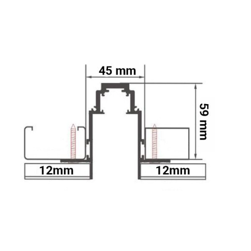 Gipszkartonba süllyeszthető mágneses sín R35 rendszer 2 méter - Optonica LED