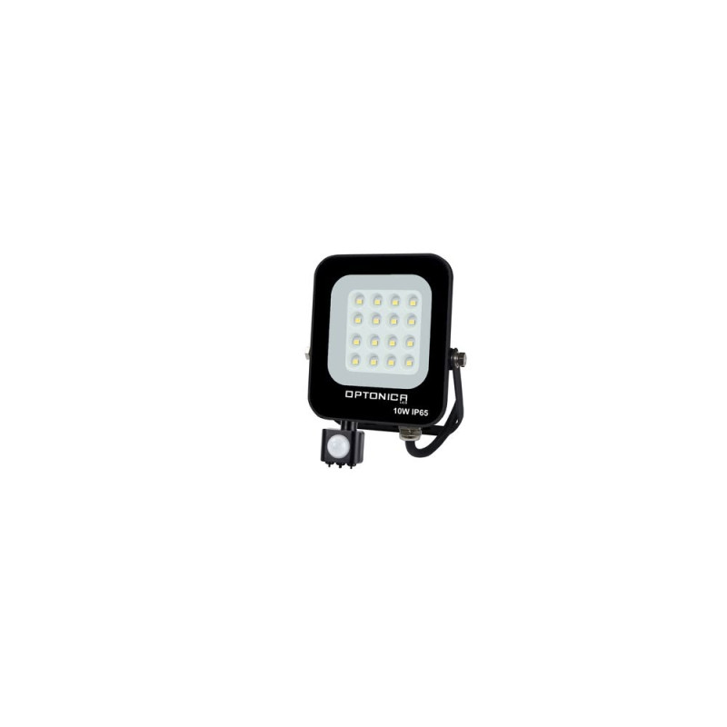 LED SMD FLOODLIGHT BLACK 10W 900LM AC220-240V 90° IP65 2700K + SENSOR