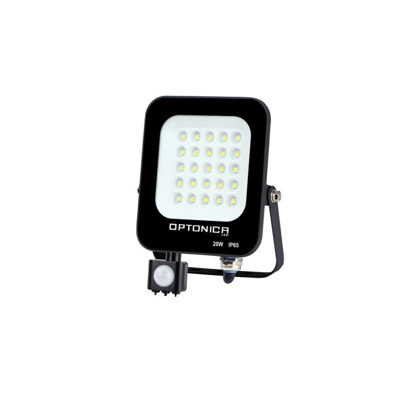 LED SMD FLOODLIGHT BLACK 20W 1800LM AC220-240V 90° IP65 2700K + SENSOR