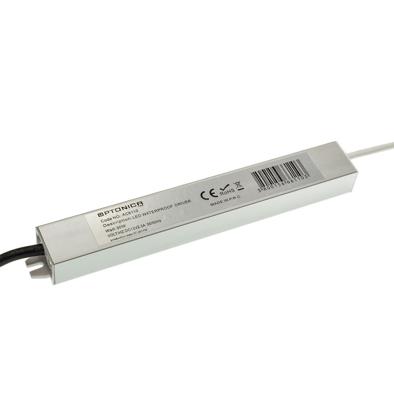 WATERPROOF LED STRIP POWER SUPPLY 30W 12V 2,5A - METAL