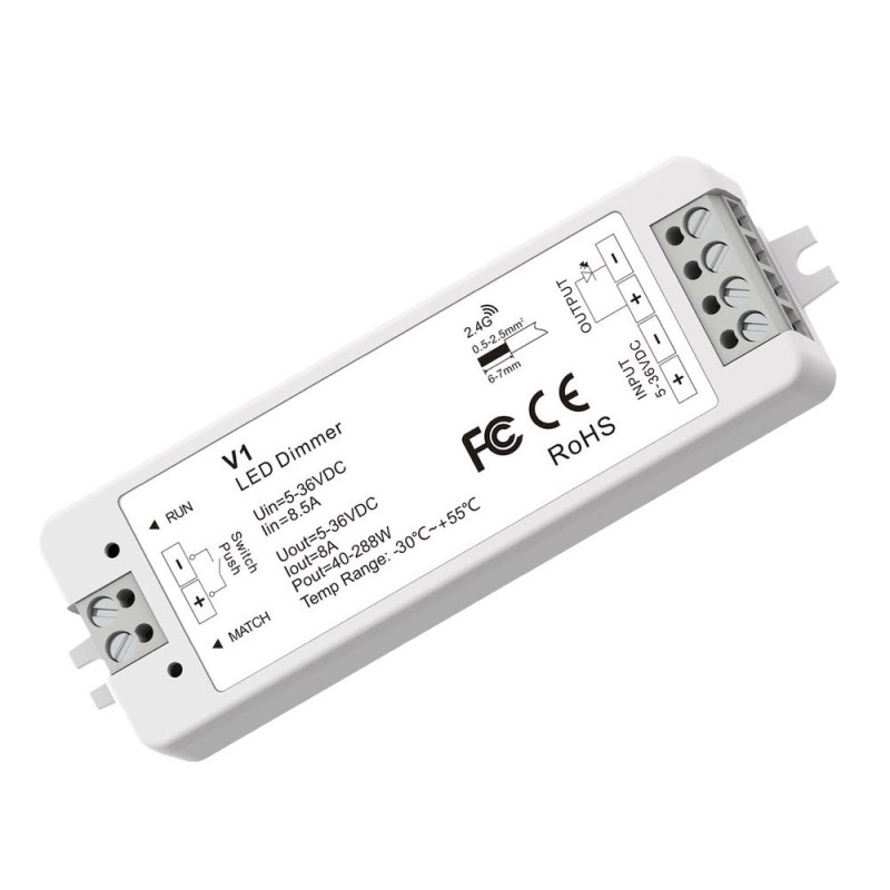 1CH LED CONTROLLER 5-36VDC 8A*1CH 40W/96W/192W/288W(5/12/24/36V)
