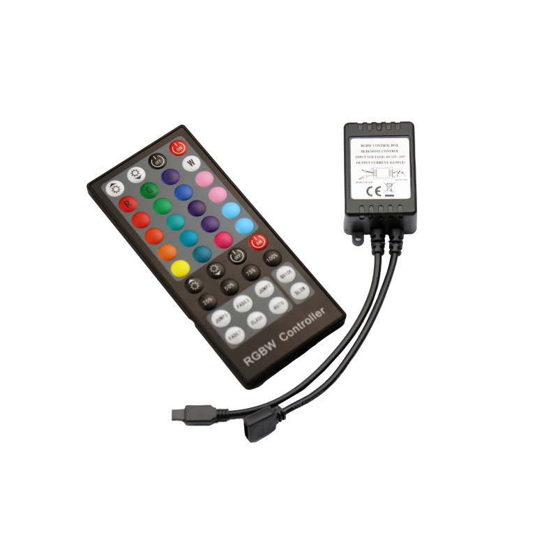 40 gombos RGBW LED szalag vezérlő szett infra távirányítóval fekete 12-24V 8A - Optonica 6339