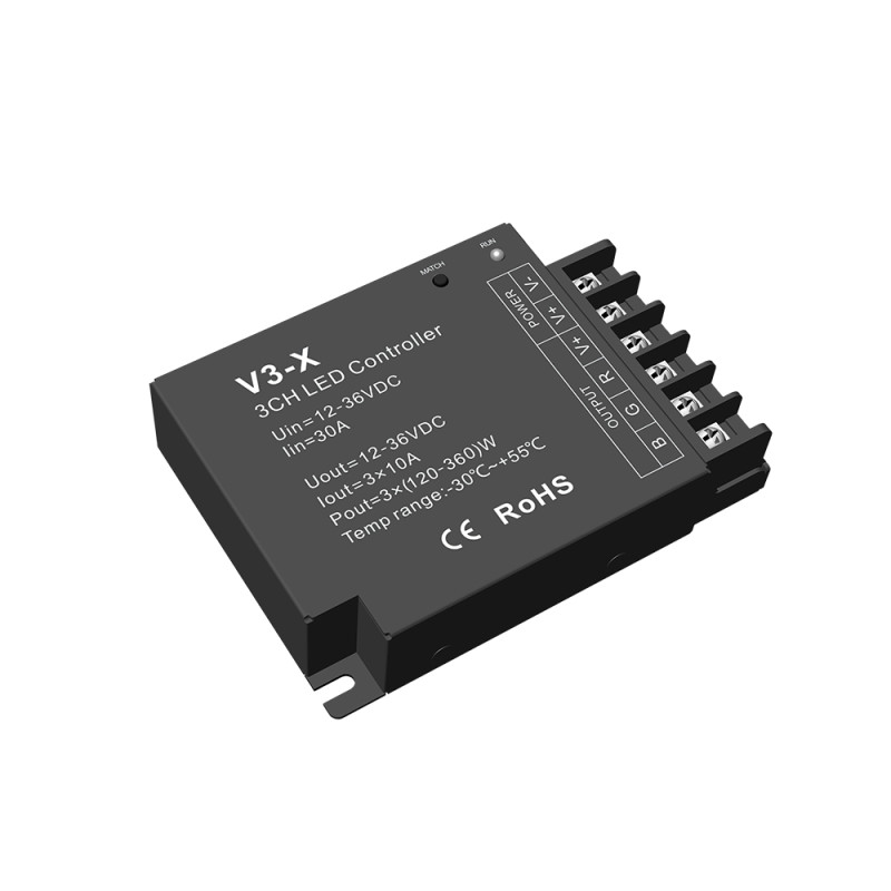 LED CONTROLLER V3-X 12-36VDC 10A*3CH, MAX 30A 360W/720W/1080W(12V/24V)