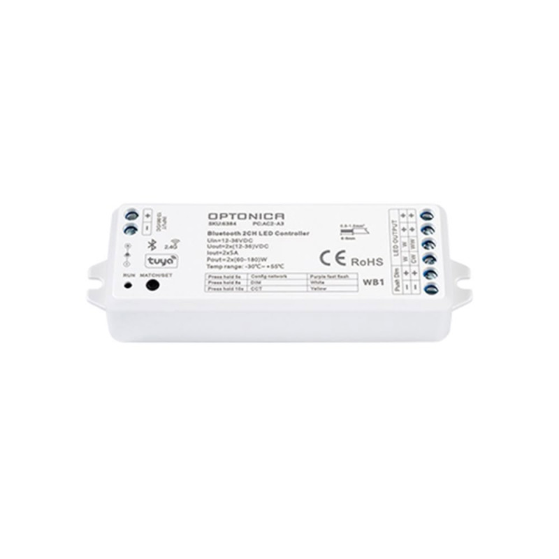 TUYA(BLUETOOTH) & RF-CONTROLLER 12-36VDC 5A*2CH 120W/240W/360W(12/24V/36V)