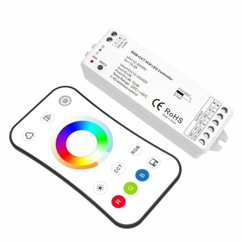 RGB+COLOUR TEMPERATURE REMOTE CONTROL 12-24VDC 3A*5CH MAX15A 180W/360W(12/24V)
