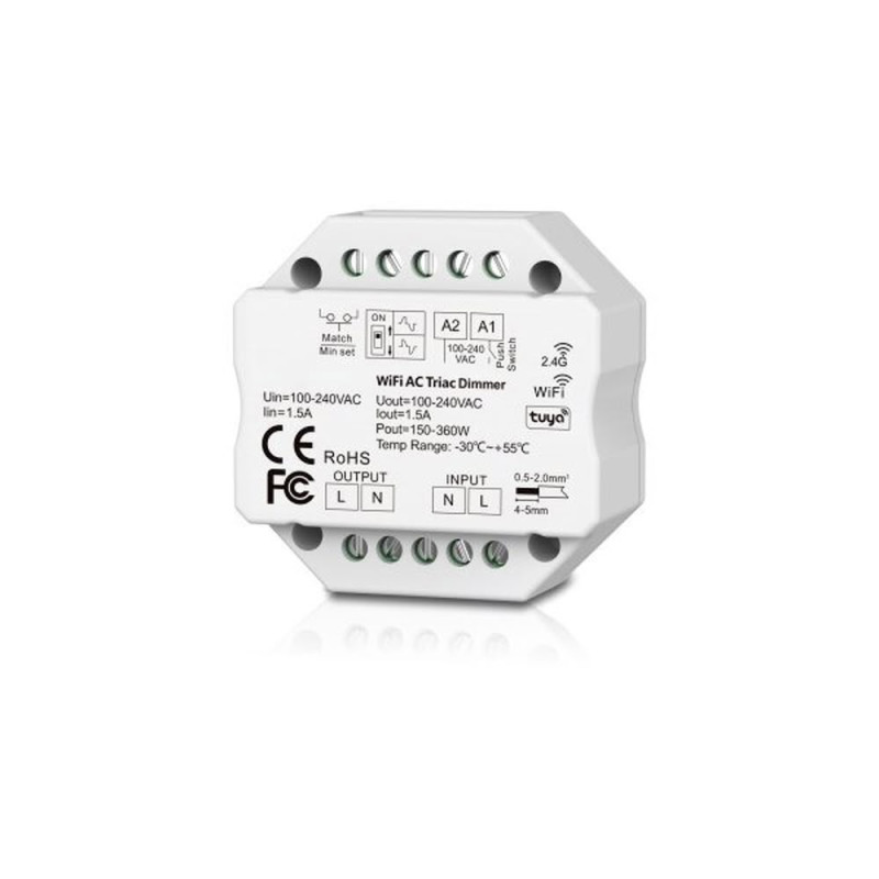 WIFI & RF TRIAC DIMMER(TUYA) 2.4G, PUSH DIM 100-240VAC 150W/360W(100V/240V)