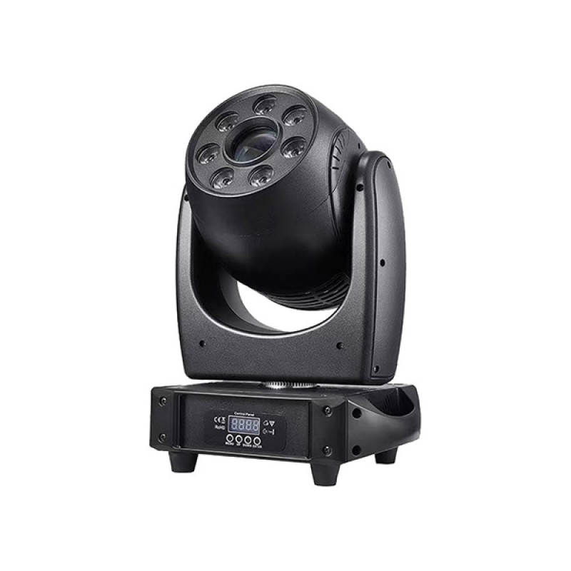 120W+7x4W RGBW 4az1 LED Professzionális Spot Színpadi Forgófejes effekt lámpa 10° LCD (Méhsejt prizma, 7szín+fehér) DMX512, Hangvezérlés, Dimmer