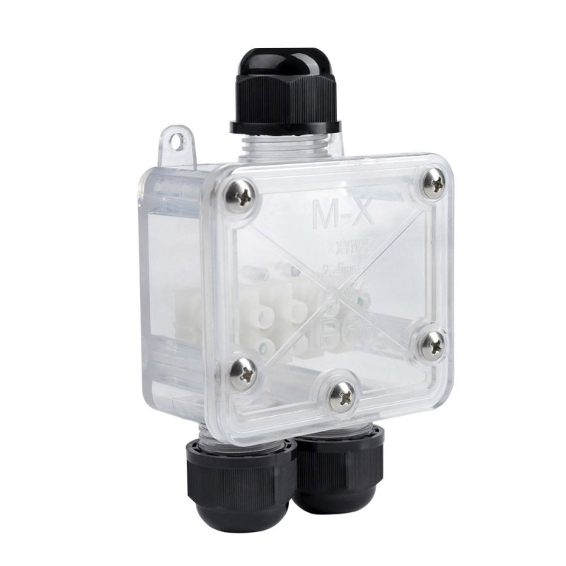 WATERPROOF BOX TERMINAL BLOCK IP68 - BOX SPLITTER 3 TERMINALS - TRANSPARANT