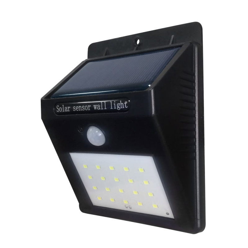 SOLAR WALL LAMP ALUMINIUM BLACK BODY IP54 0.75W 6000K 5.5V