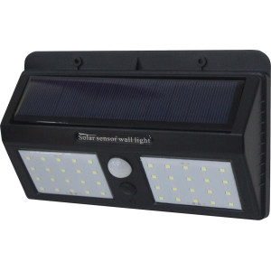 SOLAR WALL LAMP ALUMINIUM BLACK BODY IP54 1.5W 6000K 7.4V