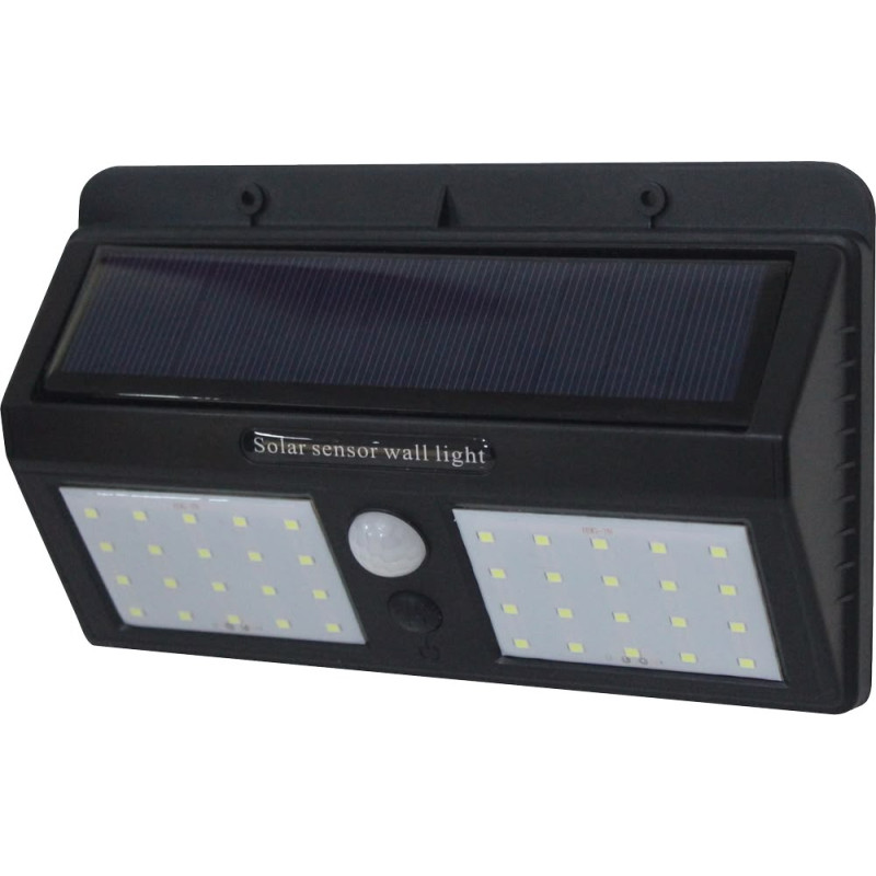 SOLAR WALL LAMP ALUMINIUM BLACK BODY IP54 1.5W 6000K 7.4V