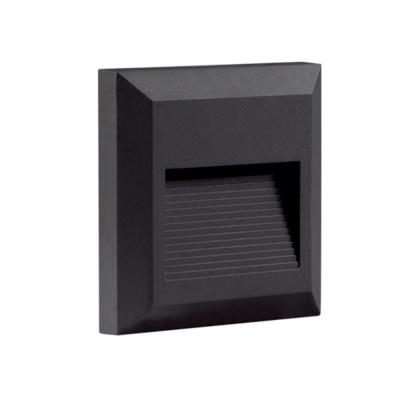 LED STEP LIGHT SQUARE BLACK 2W 3000K AC220-240V IP65
